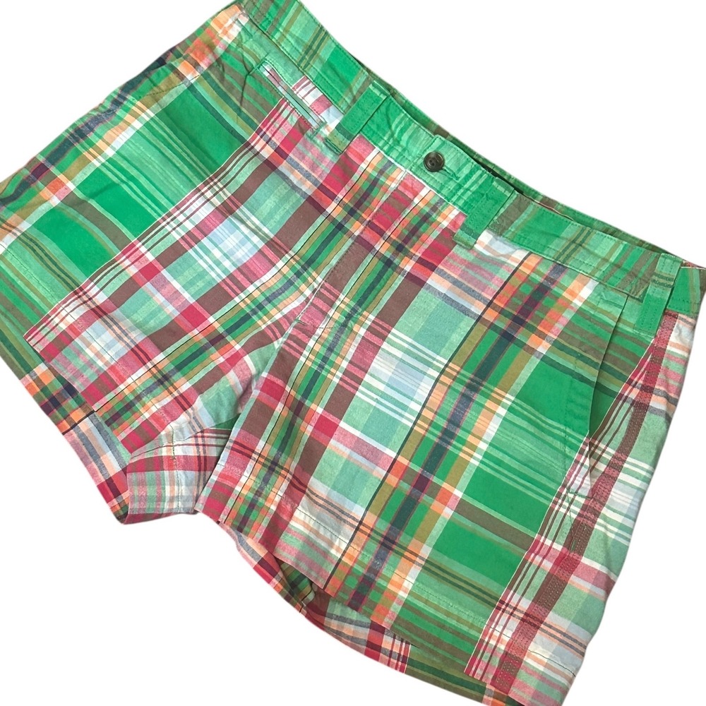 Polo Ralph Lauren Shorts Women's Size 4‎ Green Plaid Linen Cotton Blend Shorts